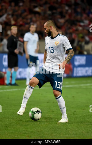 Innsbruck, Austria - 30 maggio 2018. Difensore russo Fedor Kudryashov durante l'amichevole internazionale Austria vs Russia. Foto Stock