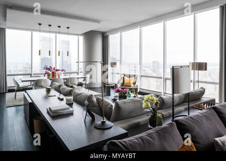 "Soggiorno in moderno appartamento a New York City, Stati Uniti d'America" Foto Stock