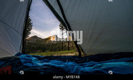 Vista dalla tenda. Foto Stock