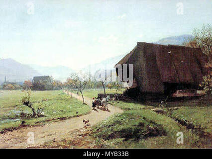 . Deutsch: Bauernhaus von Wilhelm Hasemann . Data sconosciuta; ca. 1900. Illustrazione: Wilhelm Hasemann. File: James Steakley 67 Bauernhaus (Hasemann) Foto Stock