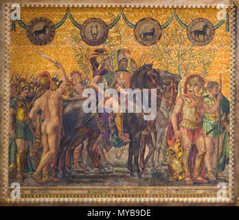 . Inglese: J. A. Holzer, Svizzera, 1858 - 1935 Storia omerica (sinistra dettaglio), 1894 Mosaico Princeton University PP319 . 1894. Giacobbe Adolphus Holzer 244 Holzer, J. A., storia di Omero (sinistra dettaglio), 1894 Foto Stock