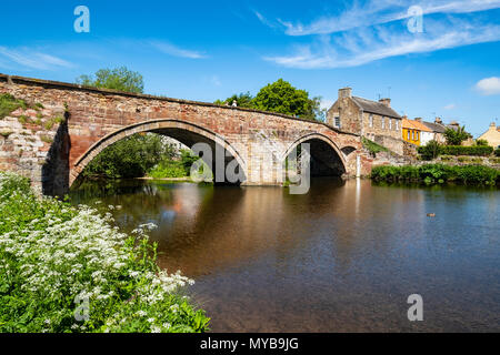 Nungate Ponte e Fiume Tyne a Haddington, East Lothian, Scozia, Regno Unito Foto Stock