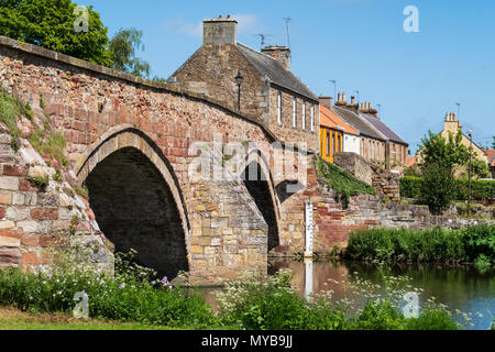 Nungate Ponte e Fiume Tyne a Haddington, East Lothian, Scozia, Regno Unito Foto Stock