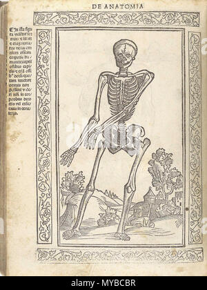. Inglese: Berengario da Carpi, Jacopo. Isagogae breues, perlucidae ac uberrimae, in anatomiam humani corporis un communi medicorum academia usitatam. (Bologna: Beneditcus Hector, 1523). Jacopo Berengario da Carpi, noto anche come Jacobus Berengario Carpensis, Jacopo Barigazzi, o semplicemente carpo, è nato a Carpi Modena in circa 1460, figlio di un chirurgo. Mentre il giovane, egli era uno studente della stampante notato e editor, Aldus Manutius. Ha frequentato la scuola di medicina a Bologna e più successivamente ha insegnato chirurgia a Pavia, e dal 1502 al 1527 egli era sulla facoltà di Bologna a. A vari tempi, egli visse in Ferr Foto Stock