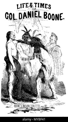 . Illustrazione di Daniel Boone rituale dell adozione da parte dell'Shawnees, dalla vita e tempi del Col. Daniel Boone , di Cecil B. Hartley . 1859. Unknown 82 Boone adozione Foto Stock