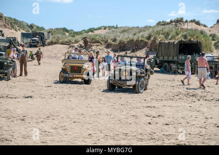 Saunton, Devon, Regno Unito - 2 Giugno 2018: Amici dell'Assalto Training Center ospiterà il settantacinquesimo anniversario della US Assault Training Center in Saunton, REGNO UNITO Foto Stock