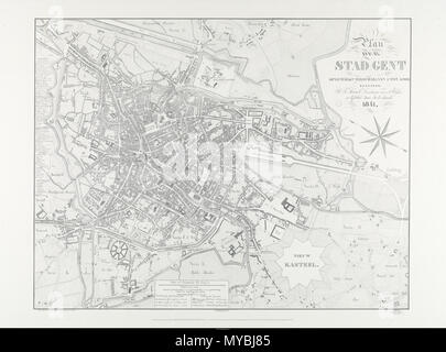 . Inglese: B/W mappa di Gand da BJ Saurel . 23 aprile 2013, 11:46:48. B.J. Saurel 92 BW mappa di Gand da BJ Saurel Foto Stock