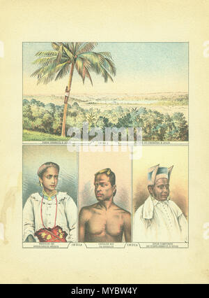 . Inglese: "George Moerlein e parte in India' 'Chromolithographs realizzato da dipinti fatto nel 1874 da George Moerlin e pubblicato nel suo libro, un viaggio intorno al mondo (Cincinnati, Ohio: M. & R. Burgheim, 1886)." Agra vista* la balneazione nel Gange a Benares* Bombay opinioni* viste Ceylon* Himalaya, da Darjeeling* Memorial bene a Cawnpore* Railroad di Kandy (Ceylon)* Railroad fino in Himalaya* scene religiose* scene del quotidiano indiano vita* Il Taj a Agra (vista dal giardino)* Vista di Calcutta* . 1874. Chromolithographs realizzato da dipinti fatto nel 1874 da George Moerlin e publishe Foto Stock