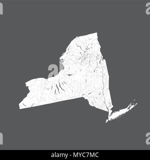 Stati Uniti - Mappa di New York. Fatto a mano. I fiumi e i laghi sono mostrati. Si prega di guardare le mie altre immagini della serie cartografica - sono tutte molto dettagliato Illustrazione Vettoriale