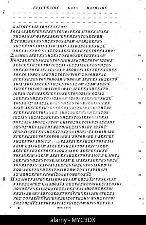 . Inglese: pagina con il testo di Matteo 1:1-18 . 5. secolo. Sconosciuto 117 Codex Ephraemi Mt 1,1-18 Foto Stock