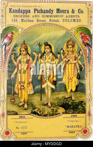 . Inglese: Shiva in centro: un business card, c.1910's . circa 1910. Sconosciuto 485 Shiva in centro Foto Stock