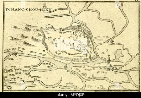 . Mappa di Changzhou, da Du Halde, Descrizione de la lombata, vol1, 1736 . Il 30 aprile 2010, 17:50 (UTC). Du halde descrizione de la lombata volume 1.djvu: Du Halde lavoro derivato: Zolo (PARLA) 148 Du Halde, mappa di Changzhou Foto Stock