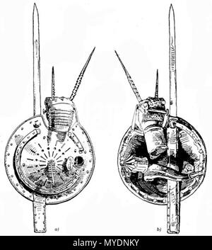. Inglese: Tipo di scudo, illustrazione di un libro "Handbuch der Waffenkunde. Das Waffenwesen in circuizione historischen Entwicklung vom Beginn des Mittelalters bis zum Ende des 18. Jahrhunderts' da Wendelin Boeheim, Lipsia, 1890 . 1890. Sconosciuto 314 Laternenschild 01 Foto Stock