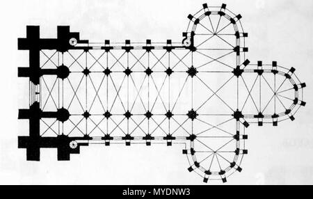 . St Elizabeth, Marburg. Piano, da G. Dehio e G.von Bezold, Die kirchliche Baukunst des Abendlandes, Stuttgart, 1901, Vol 4, Fig. 453 litografia . 1901. Utente Wetman su en.wikipedia 159 ElizabethkircheMarburgDG453 Foto Stock