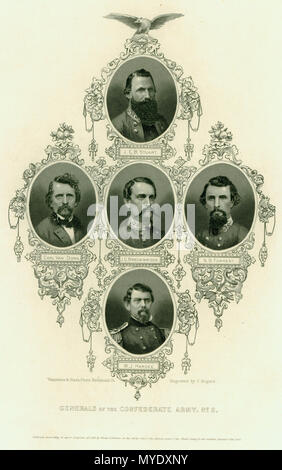 Generali dell'esercito confederato. No. 2. (Soggetti comprendono Generals JEB Stuart, Earl Van Dorn, J.C. Breckinridge, Nathaniel Bedford Forrest e W.J. Hardee) Foto Stock