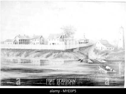 . La pittura di Fort Dearborn come visto da nord nel 1816 . 1816. DN-0001295, Chicago Daily News negativi raccolta, Chicago Historical Society. 183 Fort Dearborn Foto Stock