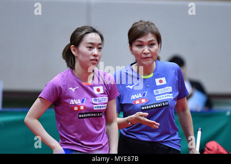 Kitakyushu, Giappone. Credito: MATSUO. Il 7 giugno, 2018. Kasumi Ishikawa (JPN) Tennis da tavolo : 2018 ITTF World Tour, LION Japan Open Kitakyushu ufficiale della sessione di formazione a Kitakyushu City Palestra generale in Kitakyushu, Giappone. Credito: MATSUO .K AFLO/sport/Alamy Live News Foto Stock