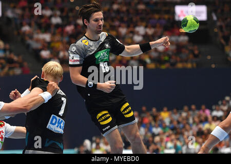 Monaco di Baviera, Deutschland. Il 6 giugno, 2018. Tim KNEULE (GER), azione. Pallamano Laenderspiel der Maenner Germania (GER) -Norwegen (NOR) 25-30. su 06.06.2018 Olympic Hall di Monaco di Baviera. | Utilizzo di credito in tutto il mondo: dpa/Alamy Live News Foto Stock