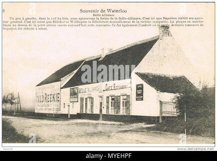 . Français : Ferme de Belle Alliance sur le site de la Bataille de Waterloo. Ancienen auberge et site touristique. Carte postale debutto xxo du siècle. 5 febbraio 2013, 11:45:12. Sconosciuto 178 Ferme Belle-Alliance N&amp;B pub Foto Stock