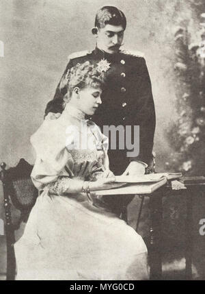 . Inglese: Elisabeth zu Wied und Prinz Karl von Hohenzollern-Sigmaringen (1839-1914), Den damaligen Fürsten Carol und späteren Carol König von Rumänien . 1869. Hoffotograph 296 re Carol e Queen Elizabeth Foto Stock