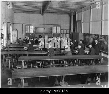 Apprendista a scuola il primo giorno di lezione, 1915, US Navy Yard, Mae Isola, CA - Foto Stock