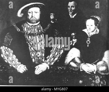 . Henry VIII, la Principessa Maria e sarà Sommers, il re pazzo di Enrico VIII e Maria I con William Sommers da un Artista sconosciuto. Collezione del Conte Spencer, Althorp. Xvi secolo. anonim? 237 HenryVIII, Maria e sarà Sommers Foto Stock