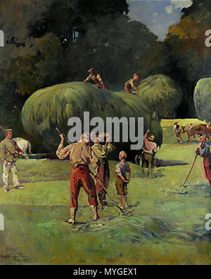 . Deutsch: Heuernte der Gefangenen inglese: i prigionieri di guerra la raccolta di fieno . 1915 240 Heuernte der Gefangenen Foto Stock