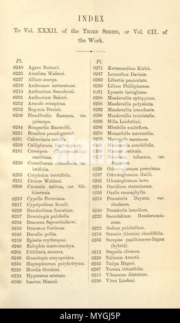 . Indice . 1876. Joseph Dalton Hooker (1817-1911) 256 Index - Curtis' 102 (Ser. 3 no. 32) (1876) Foto Stock