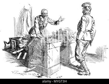 . Inglese: vecchio soldato (cercando di 'swing il piombo"): "Beh, Sir, non riesco a non mangiare, dormire né bere, Sir' M.O. (In uno spasmo di entusiasmo): 'My uomo buono! L'esercito vuole un battaglione come te!" . Punzone, Vol. 152. Giugno 27th, 1917.. F.H. Townsend 252 soldato ideale Foto Stock