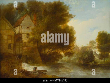 . John Webber la pittura ad olio "Abbey Mill, Shrewsbury' . Il XVIII secolo. John Webber 280 John Webber la pittura ad olio "Abbey Mill, Shrewsbury' Foto Stock