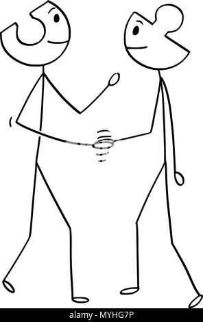 Cartoon di due imprenditori con teste come pezzi di un puzzle Matching insieme Illustrazione Vettoriale