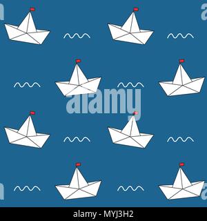 Carino incantevole barche carta perfetta configurazione vettore illustrazione dello sfondo Illustrazione Vettoriale