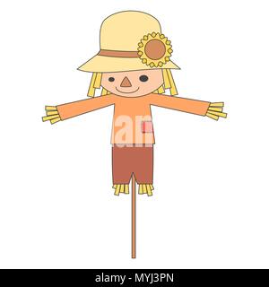 Cartoon carino spaventapasseri isolati su sfondo bianco illustrazione vettoriale Illustrazione Vettoriale