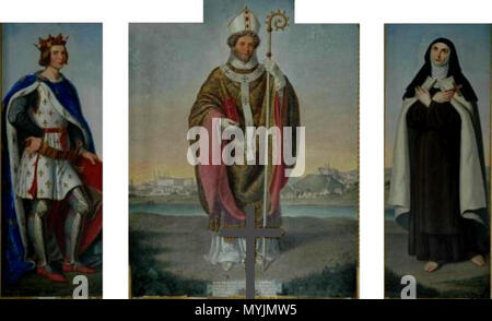 . Deutsch: Kiefersfelden, San-Otto-Kapelle, Altarbilder Ludwig der Heilige, Otto von Bamberg, Teresa von Avila . circa 1835. Sconosciuto 296 Kiefersfelden San-Otto-Kapelle Altartriptychon Foto Stock