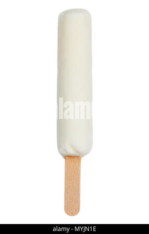 Gelati su un bastone latte gelato il gelato estate isolato su uno sfondo bianco Foto Stock