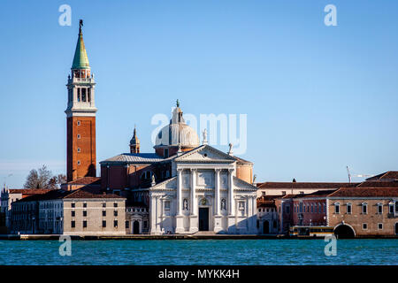 La Chiesa di San Giorgio Maggiore su San Giorgio Maggiore Isola, Venezia, Italia Foto Stock