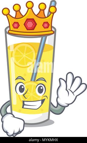 Re mascotte di limonata stile cartoon Illustrazione Vettoriale