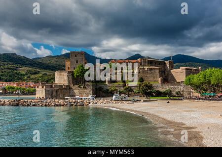 Chateau Royal, Collioure, Pyrenees-Orientales, Francia Foto Stock