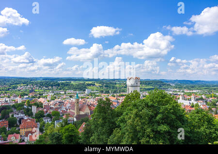 Ravensburg, Baden-Württemberg, Alta Svevia, Germania - Vista dal castello Veitsburg sopra la Città Vecchia. Foto Stock