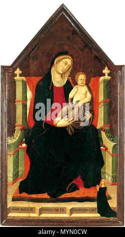 . Italiano: Niccolo e Francesco di Segna, Madonna in trono con bambino e donatrice, Lucignano, Museo . Il 28 dicembre 2015. Francesco di Segna 386 Niccolo e Francesco di Segna, Madonna in trono con bambino e donatrice, Lucignano, Museo Foto Stock