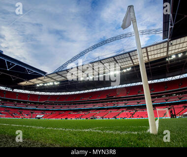 Vista generale del Wembley Stadium prima di kick di durante il International amichevole tra Inghilterra e Italia Foto Stock