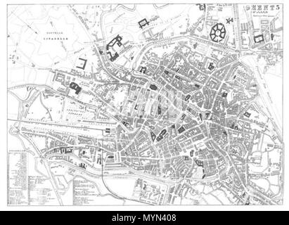 . Inglese: mappa vecchia di Gand, fine 1860 o inizio 1870 . Il 20 marzo 2012. Sconosciuto 397 mappa vecchia di Gand, secolo XIX Foto Stock