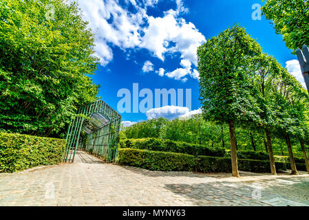 Le impressionanti giardini nei giardini del Palazzo di Versailles in Francia. Foto Stock