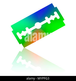 Tradizionale bordo doppia lama di rasoio su sfondo bianco. Strumento per il taglio dei capelli e la barba. Acciaio inossidabile Sheving attrezzatura. Foto Stock