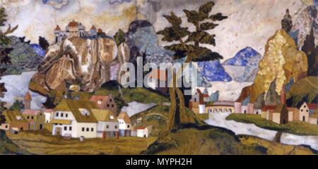 . Paesaggio fluviale. Primo quarto del XVII secolo. Workshop del Granduca di Toscana. Mosaico. Firenze, Museo dell'Opificio delle Pietre Dure . Primo quarto del XVII secolo.. Workshop del Granduca di Toscana. 456 paesaggio fluviale (pietre dura) Foto Stock