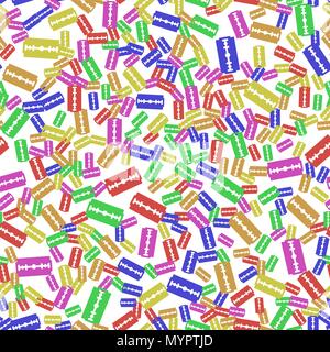 Tradizionale bordo doppia lama di rasoio Seamless Pattern. Strumento per il taglio dei capelli e la barba. Acciaio inossidabile Sheving attrezzatura. Illustrazione Vettoriale