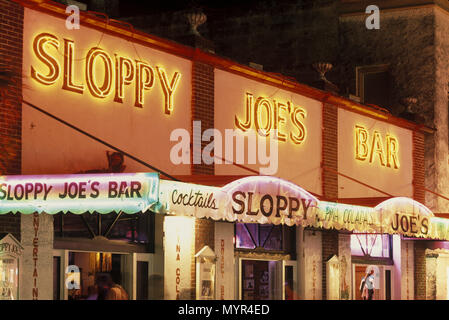 1992 storico Joes Sloppy BAR SEGNO SLOPPY JOE BAR LANDMARK Duval Street Key West Florida USA Foto Stock