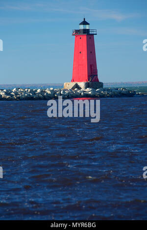 Est Manistique frangionde faro, Lakeview Park, Manistique, Michigan Foto Stock