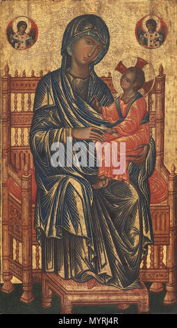 Bizantino del XIII secolo, la Madonna in trono con Bambino, del XIII secolo, tempera su pannello, dono della sig.ra Otto H. Kahn 364 Madonna in trono col Bambino e un16760 Foto Stock