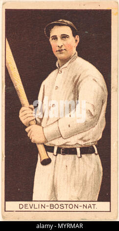 . Inglese: Titolo: Arthur Devlin, Boston Braves, baseball card ritratto Abstract/medio: 1 stampa : rilievo con mezzitoni, colore. . 1912. American Tobacco Company, sponsor 380 Arthur Devlin, Boston Braves, baseball card ritratto LCCN2008677440 Foto Stock